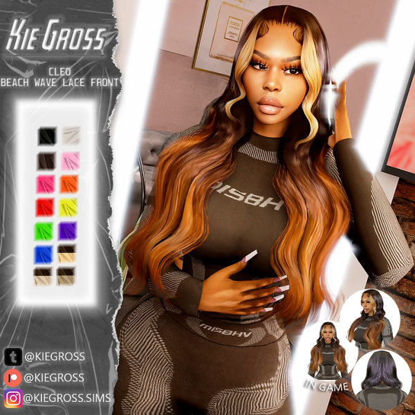 Alpha Cleo beach wave lace front by simsfinds - The Sims 4 Custom Content