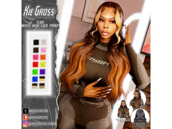 Alpha Cleo beach wave lace front - The Sims 4 Custom Content