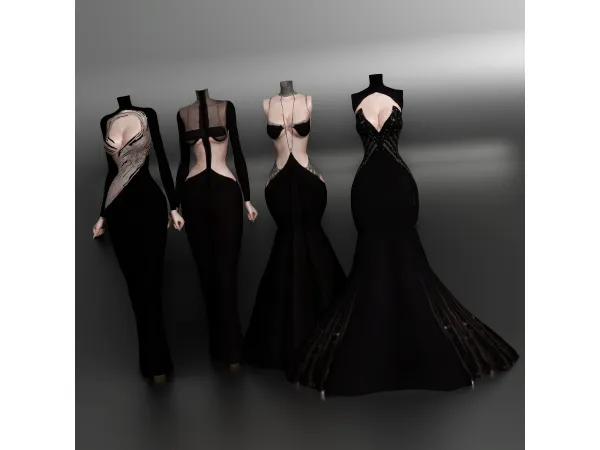 Alpha Mini Collection Black dresses - The Sims 4 Custom Content
