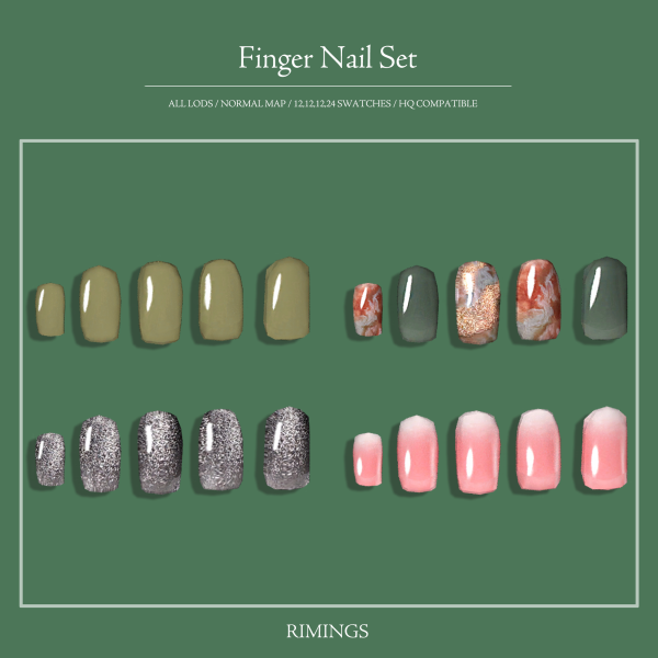 Alpha [RIMINGS] Finger Nail Set (PUBLIC) by simsfinds - The Sims 4 Custom Content