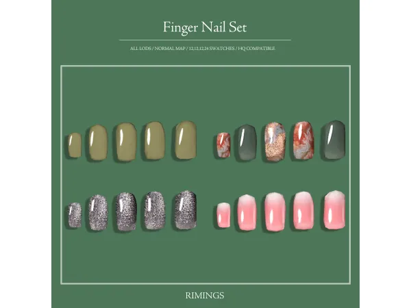 Alpha [RIMINGS] Finger Nail Set (PUBLIC) by RIMINGS - The Sims 4 Custom Content