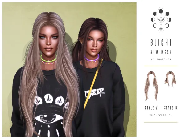 Alpha nightcrawler blight hair - The Sims 4 Custom Content