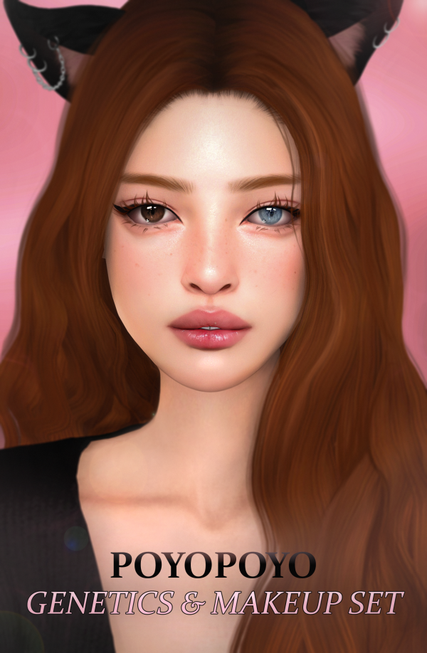 Alpha [poyopoyo] GENETICS MAKEUP SET by simsfinds - The Sims 4 Custom Content