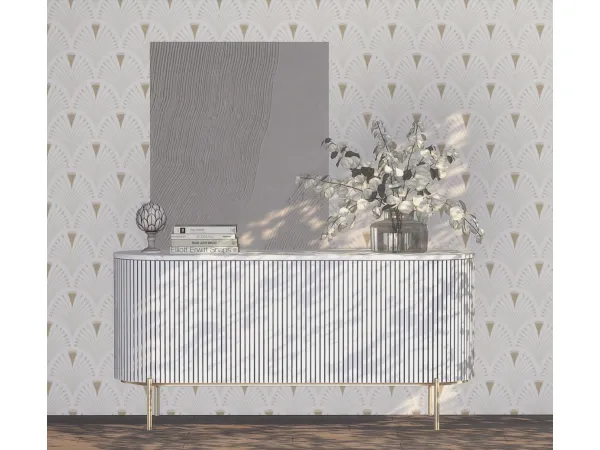Alpha Ribbed Oval Sideboard - The Sims 4 Custom Content