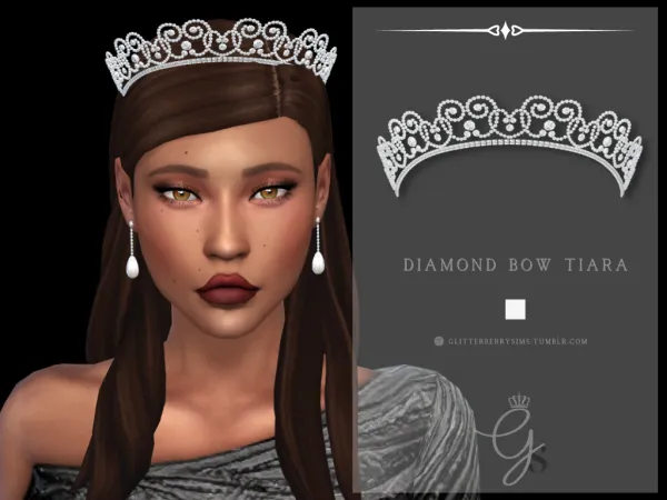 Mix Diamond Bow Tiara by Glitterberry Sims - The Sims 4 Custom Content