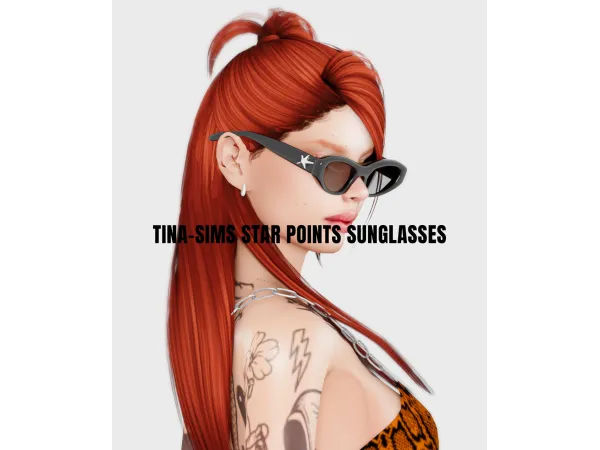 Alpha [TINA SIMS] Star Charm Point Sunglasses - The Sims 4 Custom Content