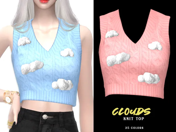 Alpha Clouds Knit Top by grafity-cc - The Sims 4 custom content