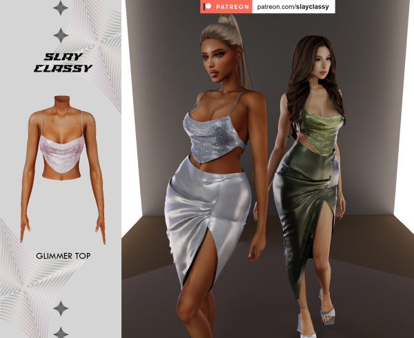 Alpha SC148 Glimmer Top by slayclassy - The Sims 4 Custom Content