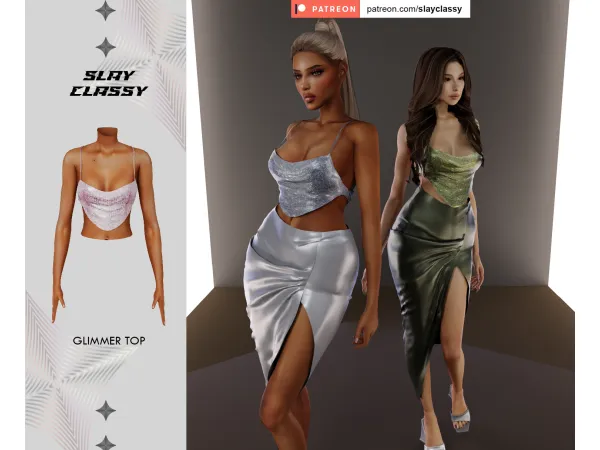 Alpha SC148 Glimmer Top - The Sims 4 Custom Content