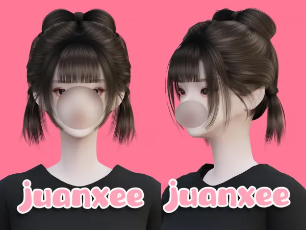 Alpha Juanxee_Fuge Hair by Juanxee - The Sims 4 Custom Content