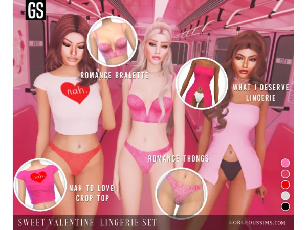 Alpha Sweet Valentine Lingerie Set - The Sims 4 Custom Content
