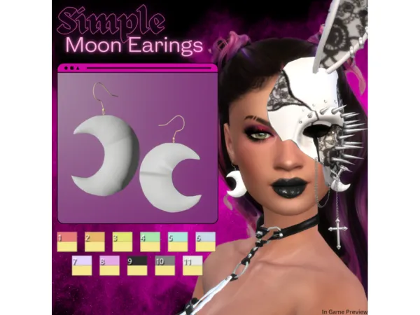 Maxis Match Simple Moon Earings - The Sims 4 Custom Content