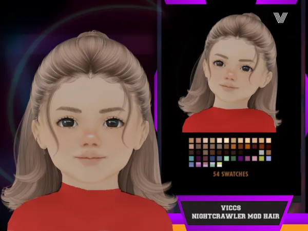 Alpha VICCS_NIGHTCRAWLER MOD HAIR (TODDLER VERSION) - The Sims 4 Custom Content