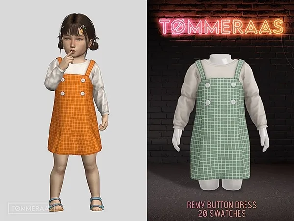 Alpha TØMMERAAS Remy Button Dress (39) - The Sims 4 Custom Content