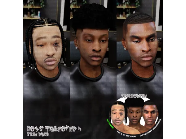 Alpha BOYS TAKEOVER 4 FULL BODY SKIN PACK TRAY FILES by trillqueen - The Sims 4 Custom Content