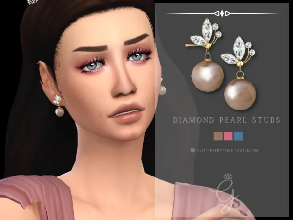 Alpha Pearl Studs by Glitterberry Sims - The Sims 4 Custom Content