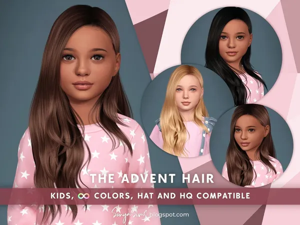 Alpha The Advent Hair for Kids by SonyaSims - The Sims 4 Custom Content
