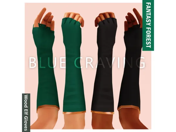 Alpha Blue Craving Wood Elf Gloves - The Sims 4 Custom Content