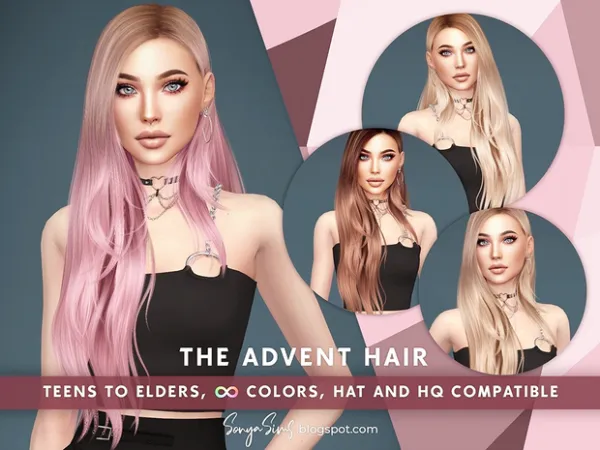 Alpha The Advent Hair by SonyaSims - The Sims 4 Custom Content