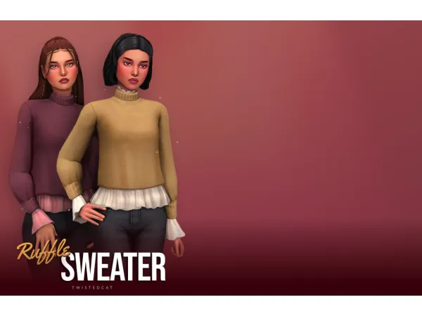 Maxis Match Ruffle Sweater(Download) by TwistedCat - The Sims 4 Custom Content