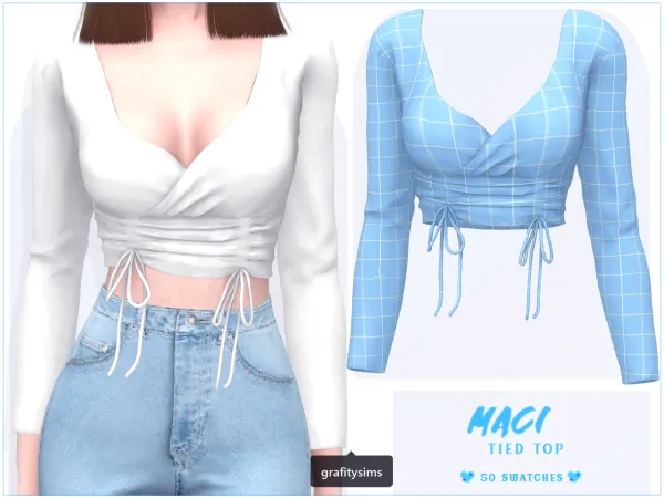 Alpha Maci Tied Top - The Sims 4 Custom Content