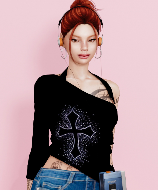 Alpha [TINA SIMS] Half Sleeve Strap T Shirt by simsfinds - The Sims 4 Custom Content