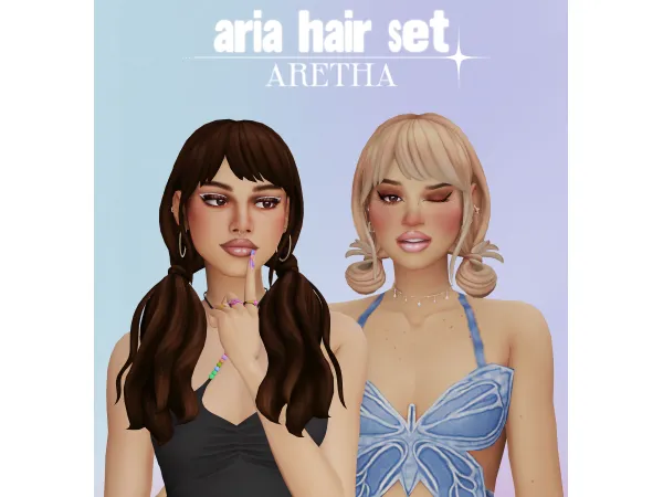 Maxis Match aria hair set by aretha - The Sims 4 Custom Content