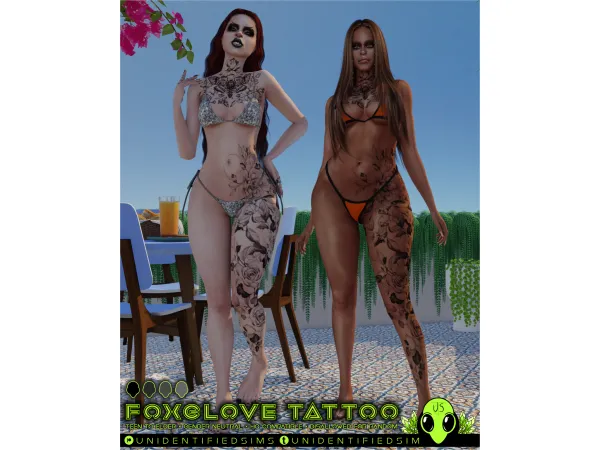 Mix Foxglove Tattoo by unidentifiedsims - The Sims 4 Custom Content