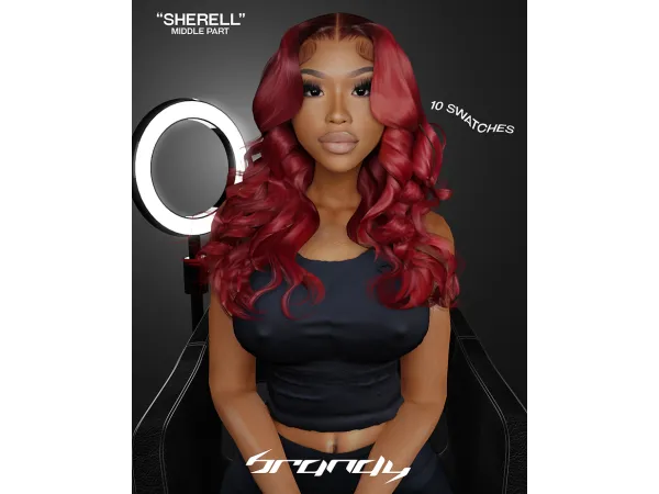 Alpha SHERELL middle part by brandysimswebsite - The Sims 4 Custom Content