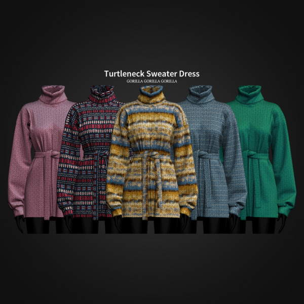 Alpha Turtleneck Sweater Dress by simsfinds - The Sims 4 Custom Content