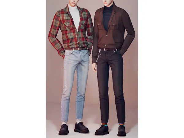 Alpha [KK] Collar shirt 09 by KK's creation - The Sims 4 Custom Content