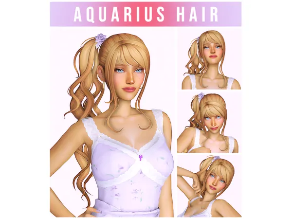Maxis Match Aquarius Hair by Kamiiri - The Sims 4 Custom Content