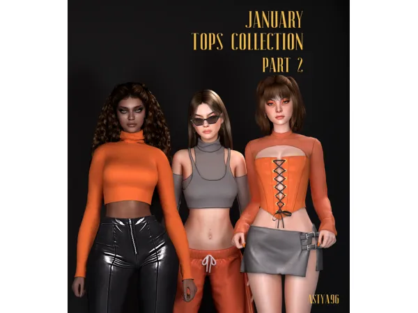 Alpha January Tops Collection 2023 Part 2 by astya96 - The Sims 4 Custom Content