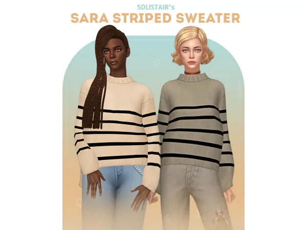 Maxis Match Sara Striped Sweater by Solistair - The Sims 4 Custom Content