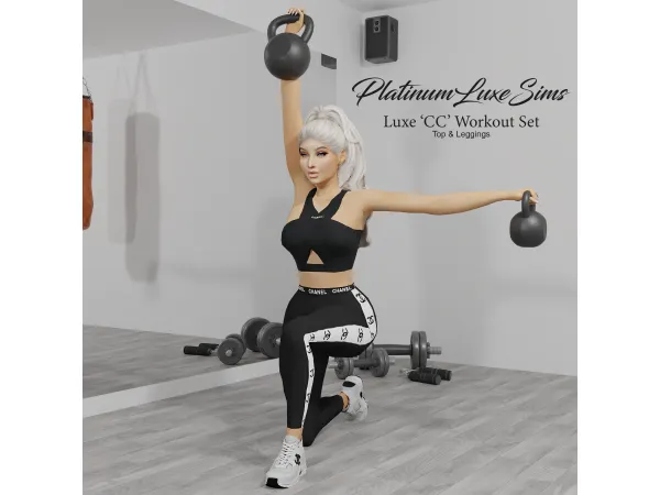 Alpha Luxe Workout Set by PlatinumLuxeSims - The Sims 4 Custom Content
