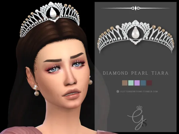 Alpha Diamond Pearl Tiara by Glitterberry Sims - The Sims 4 Custom Content