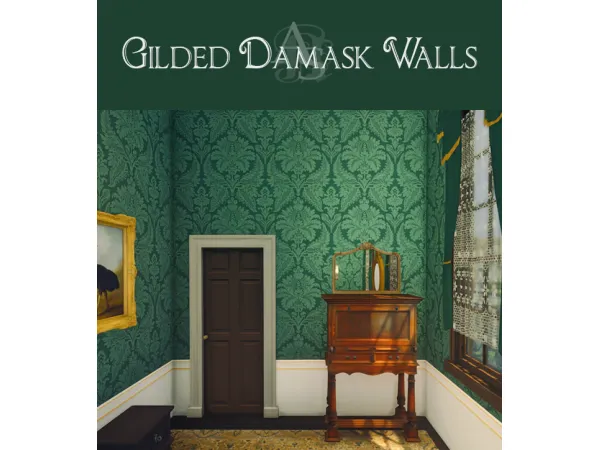 Mix [TS4CC] GILDED DAMASK WALLPAPERS by AnachroSims - The Sims 4 Custom Content