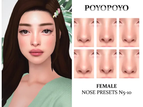 Alpha FEMALE Nose Presets N5 10 by [poyopoyo] - The Sims 4 Custom Content