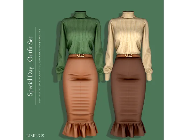 Alpha [RIMINGS] Special Day _Outfit Set by RIMINGS - The Sims 4 Custom Content