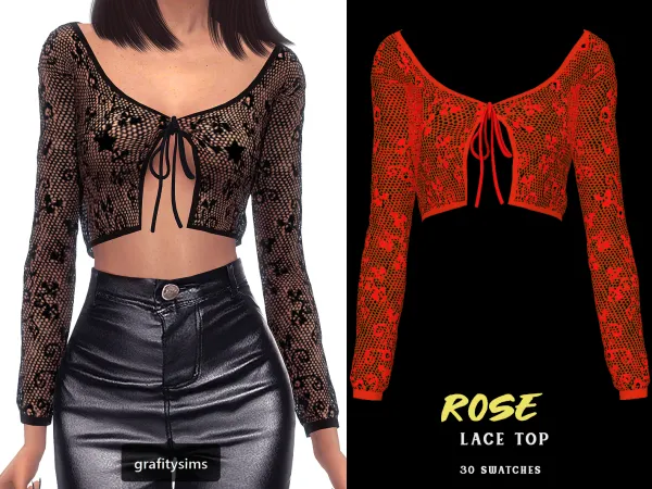 Alpha Rose Lace Top - The Sims 4 Custom Content