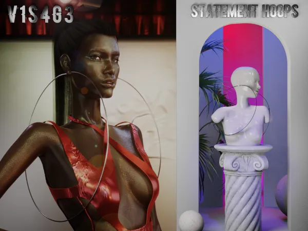 Alpha Visage Sims Statement Hoops by v1s4g3 - The Sims 4 Custom Content