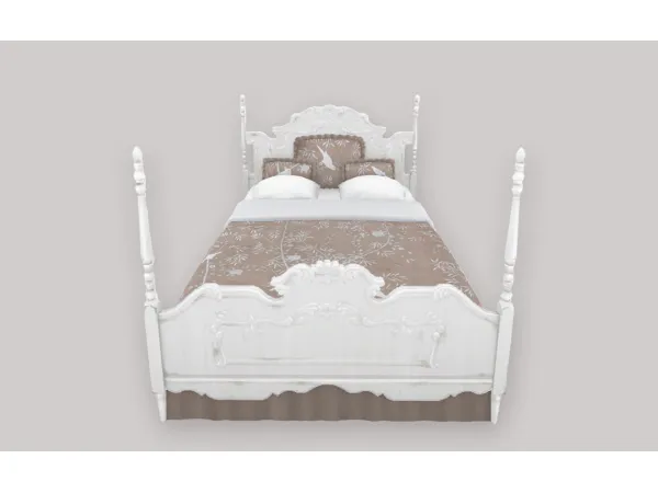 Vintage Bed with Silk Bedding by SimPlistic