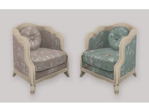 Maxis Match Silk Upholstered Accent Chair by simsfinds - The Sims 4 Custom Content