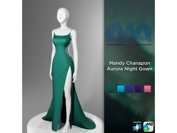 Alpha Mandy Chanapon Aurora Night Gown by OMMO_SIMS - The Sims 4 Custom Content