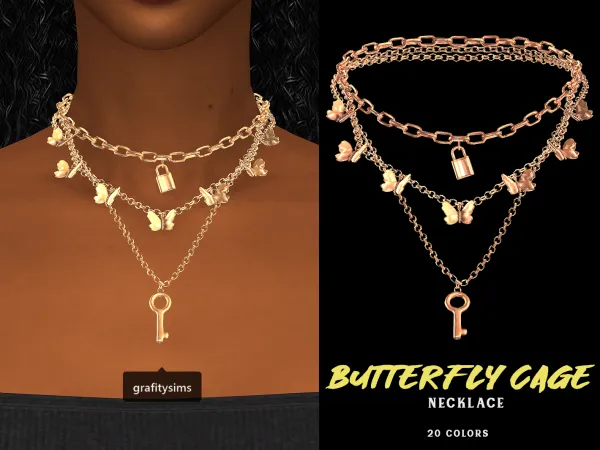 Alpha Butterfly Cage Necklace - The Sims 4 Custom Content