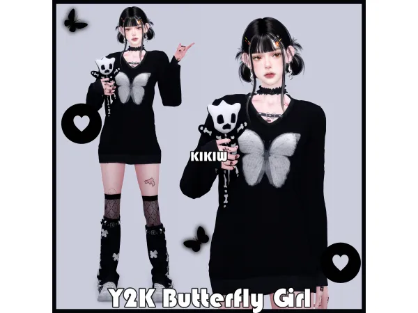 Alpha [KIKIW]Y2K Butterfly Girl by KIKIW - The Sims 4 Custom Content