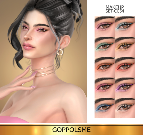 Alpha GPME GOLD MAKEUP SET CC54 by simsfinds - The Sims 4 Custom Content