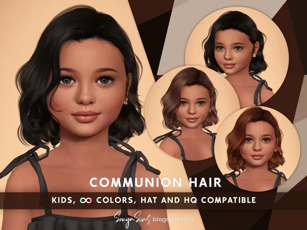 Alpha Communion Hair (Kids Version) by SonyaSims - The Sims 4 Custom Content