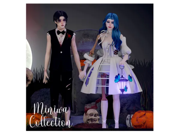 Alpha CORPSE BRIDE DRESS VIVIAN OUTFIT (UPDATED) by miniwa - The Sims 4 Custom Content