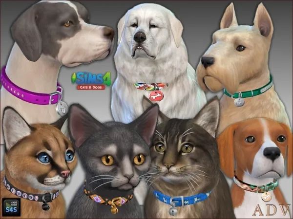 Mix Pet collars - The Sims 4 Custom Content